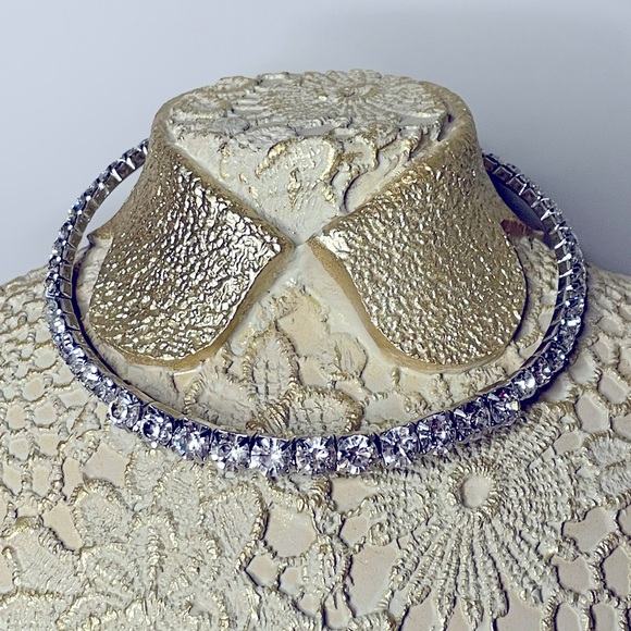 Faux-Diamond Adjustable Choker Necklace/Headband - Picture 1 of 4